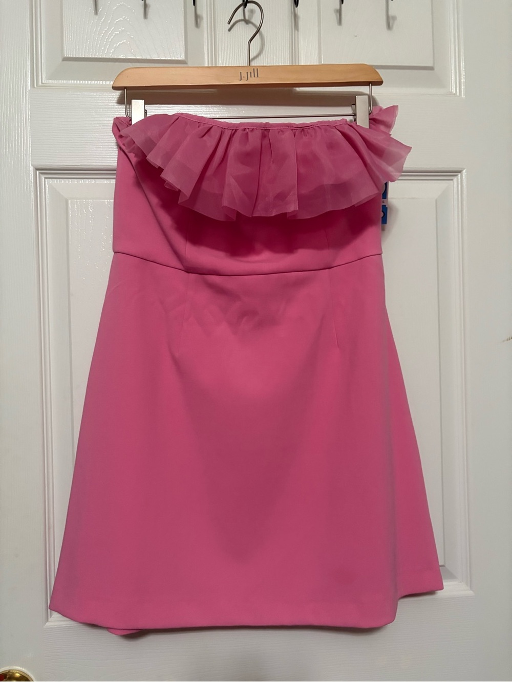 French Connection Pink Strapless Ruffle Mini Dress